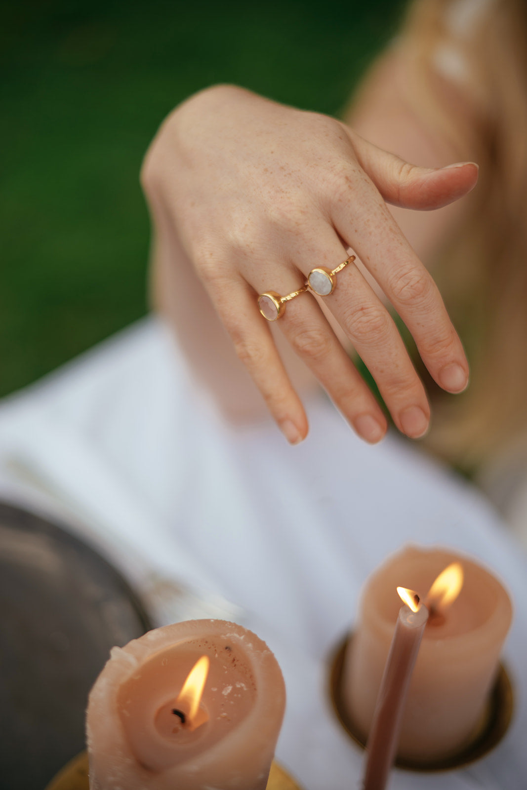 Desire Spell Ring with Rainbow Moonstone
